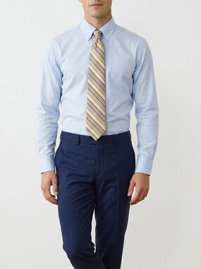 ENRO Elegant Men's Striped Tie in Yellow and Blue 100% Silk